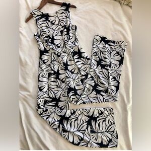 Bar III Palm Leaves Sleeveless Women's V Back Jumpsuit Size XS